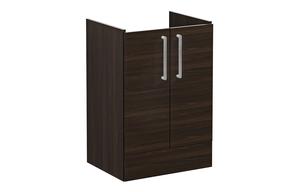 VitrA Root Flat 60cm 2 Door Floor Standing Washbasin Unit - Walnut